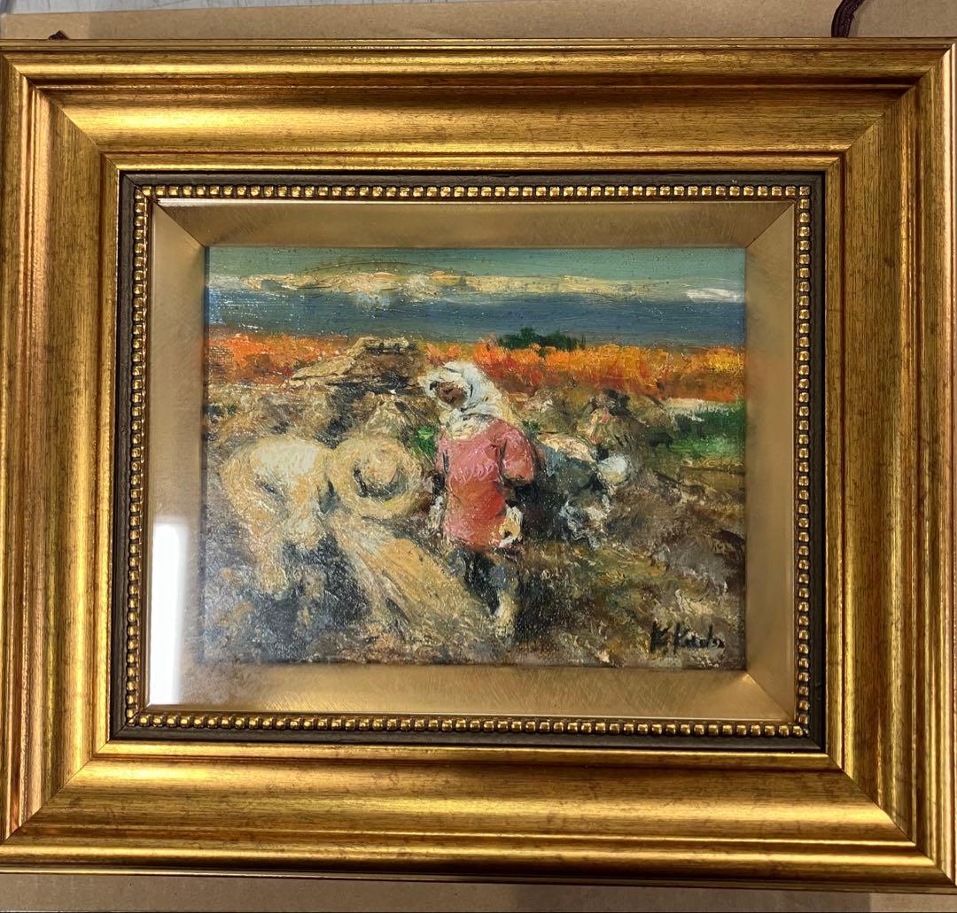 油絵、油彩画、工藤和男　紅葉の里