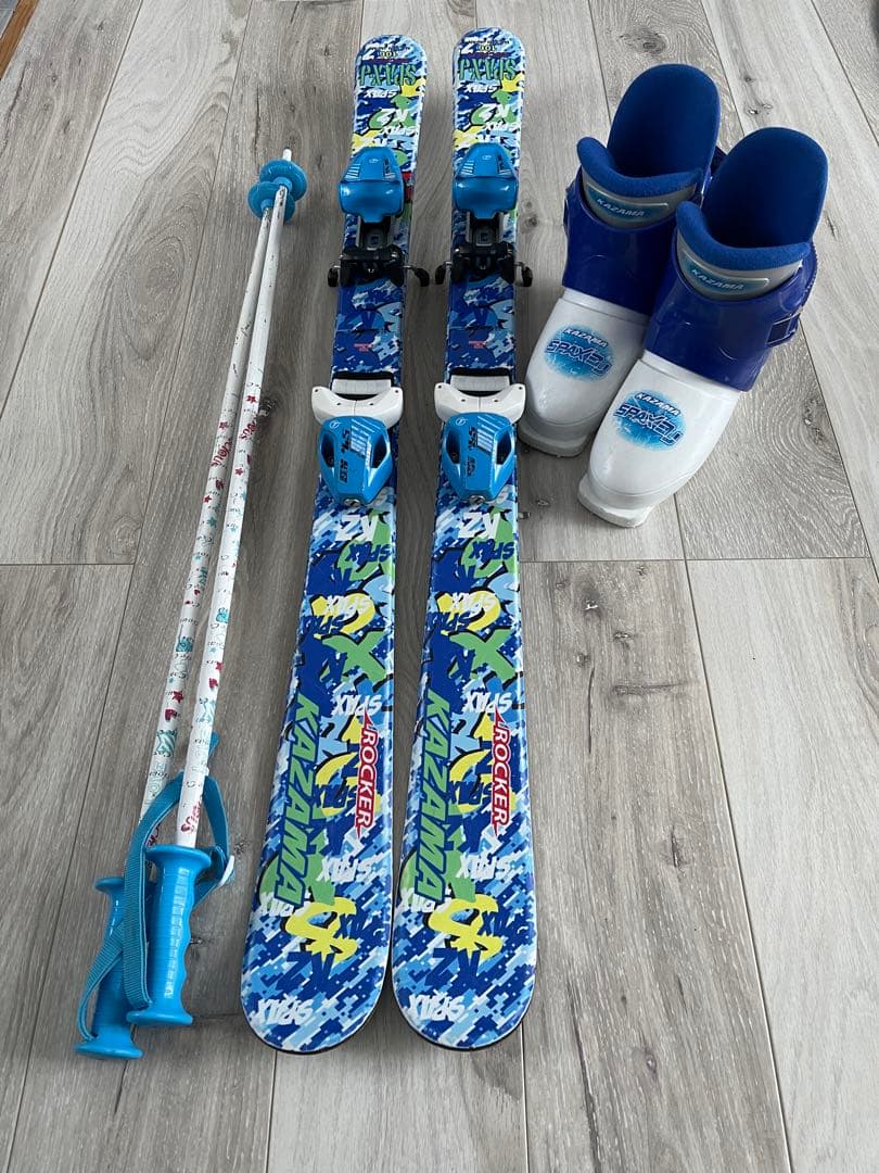 KAZAMA スキー板106cm,ブーツ19cm,20cm キッズ　セット