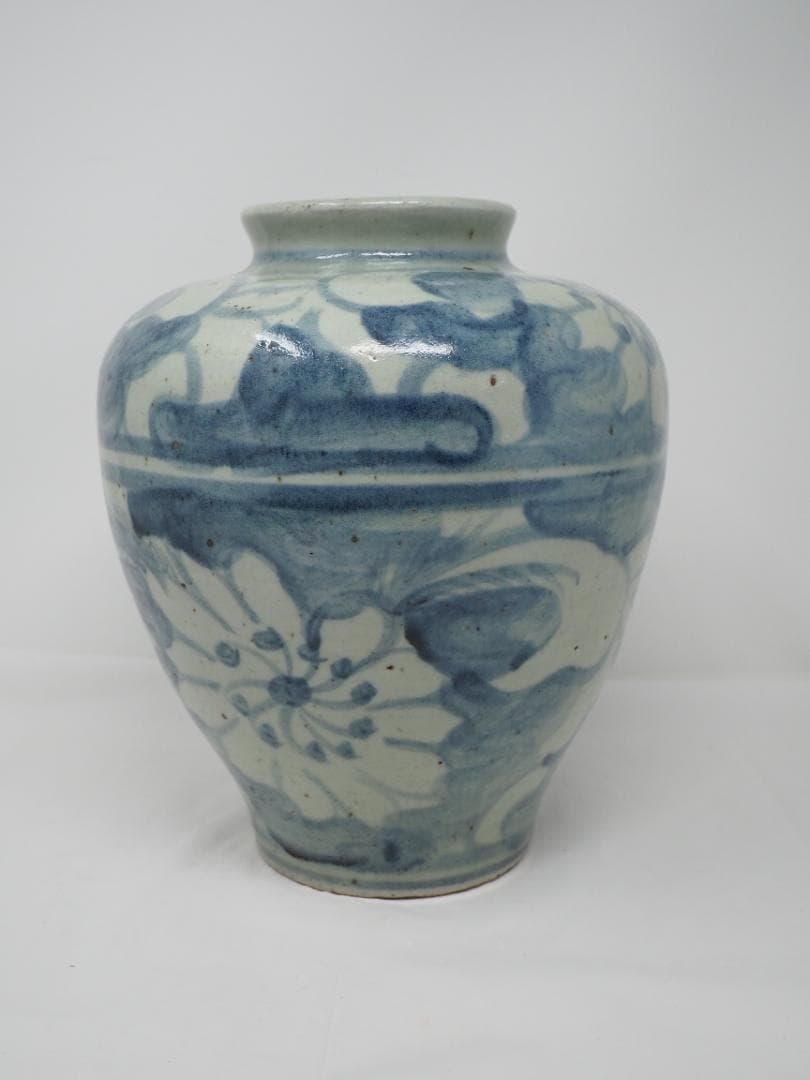 安南焼　染付　花瓶　ベトナム製　17世紀ごろ　-SO