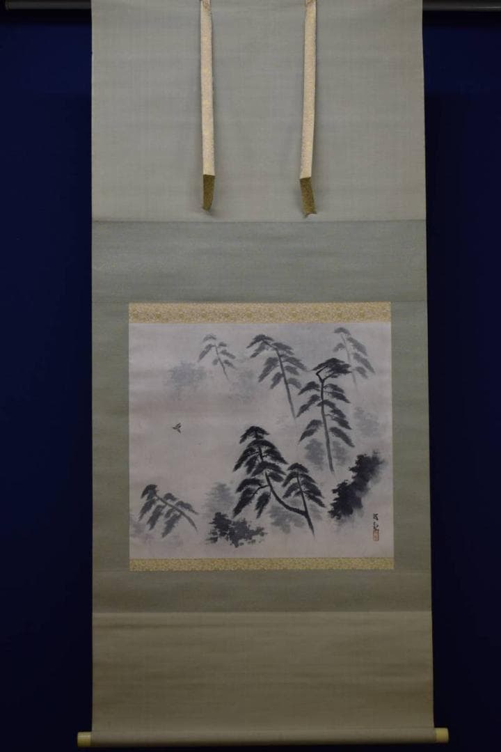真作/大智勝観/松林ホトトギス図/布袋屋掛軸HD-966