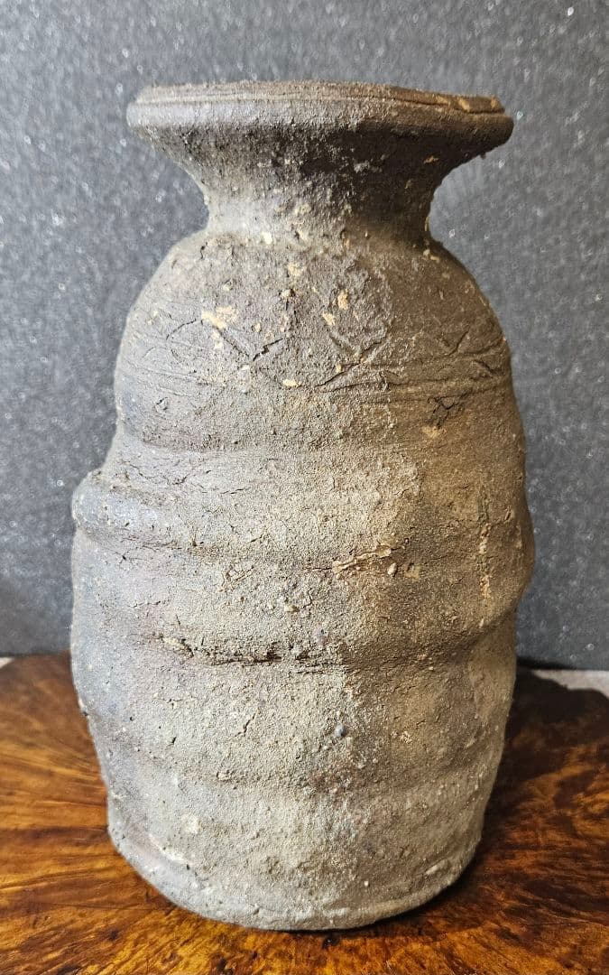 江戸時代　古信楽　檜垣文様　壺　花入れ　花生け　茶道具　茶器　古陶磁器　オブジェ