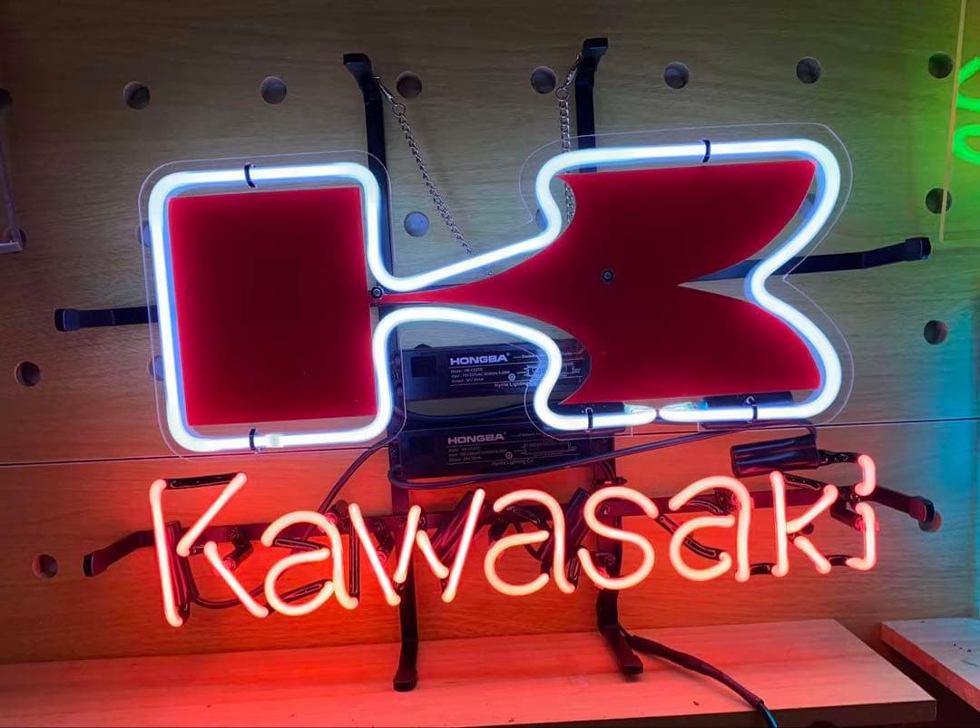 オーダー　ネオンサイン Kawasaki ロゴデザイン バイクネオンライト