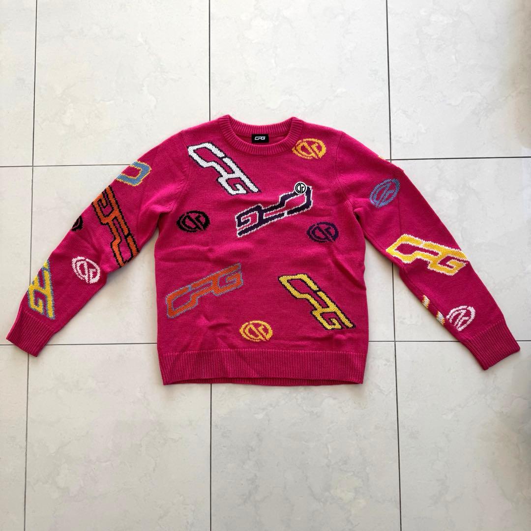 CPG GOLF クルーネックロゴ柄ニット