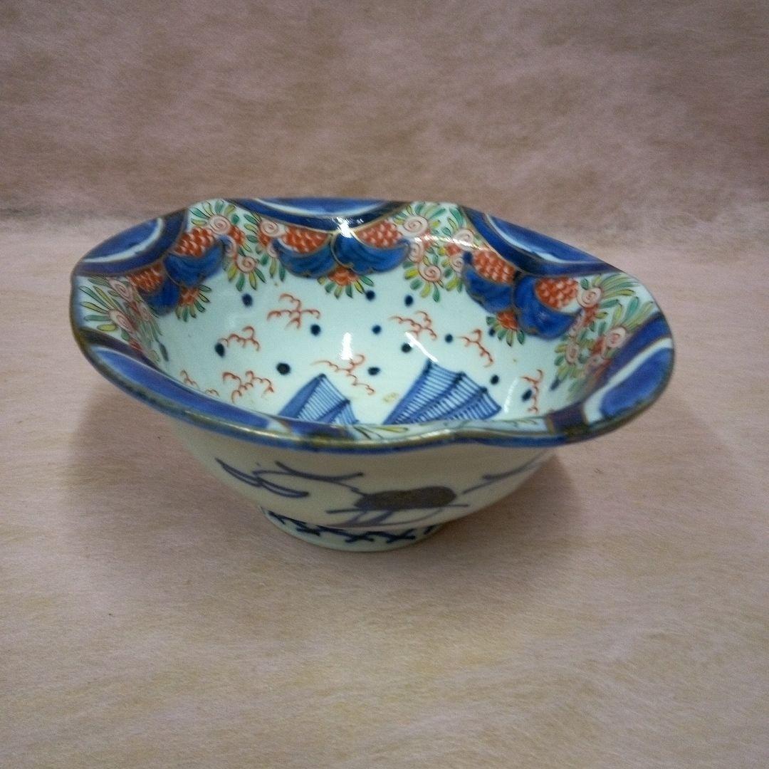 古伊万里　麒麟鳳凰文様錦三ツ鉢　古美術　古道具　骨董品