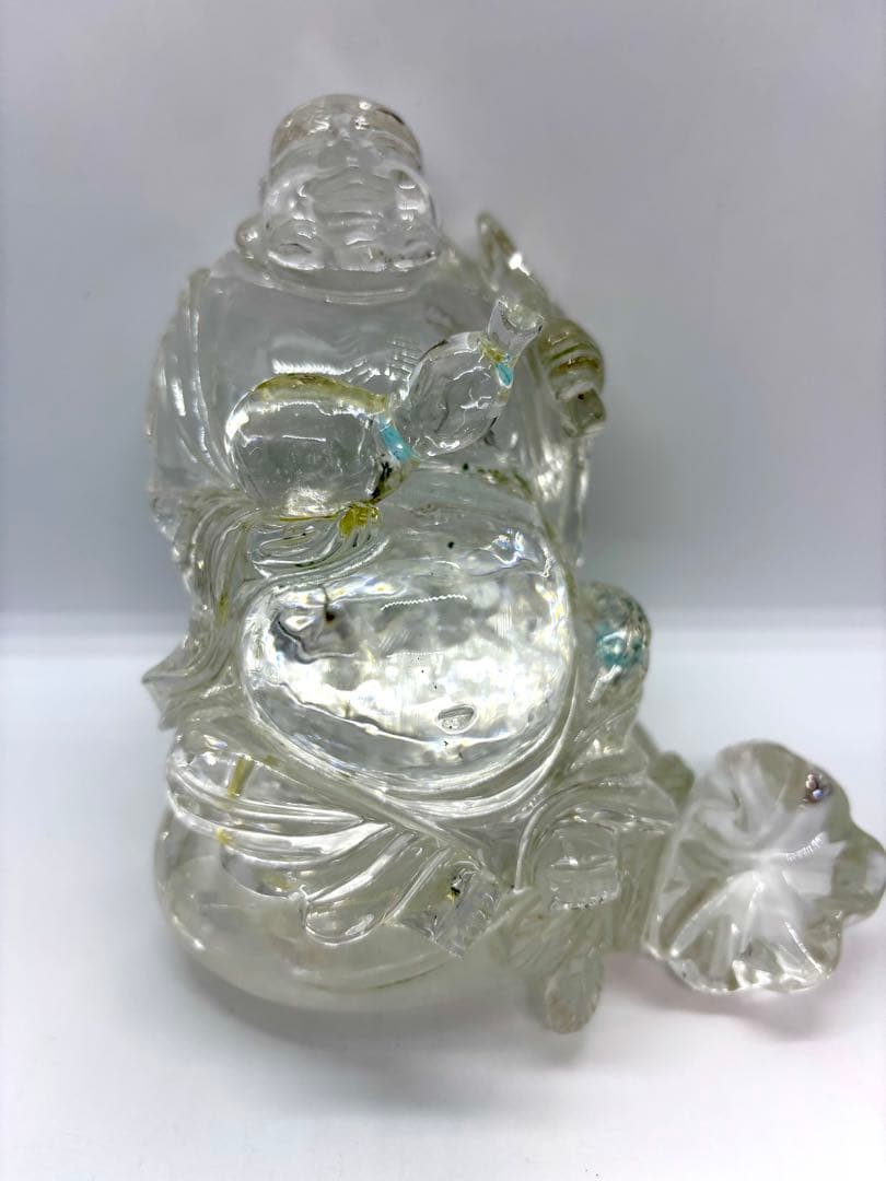 #伝統工芸士　保山作　水晶彫刻 布袋像 台座付き