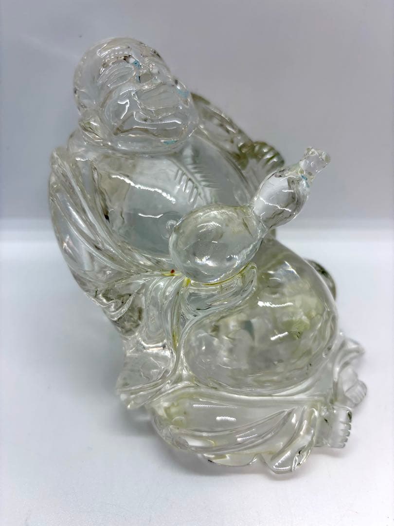 #伝統工芸士　保山作　水晶彫刻 布袋像 台座付き
