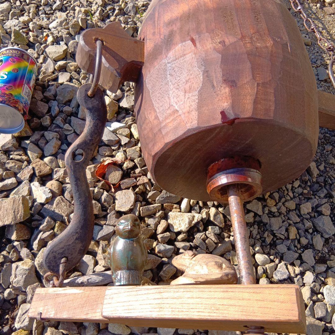 自在鉤　時代物自在鉤　木製自在鉤 火鉢自在鉤　副招き小槌自在駒