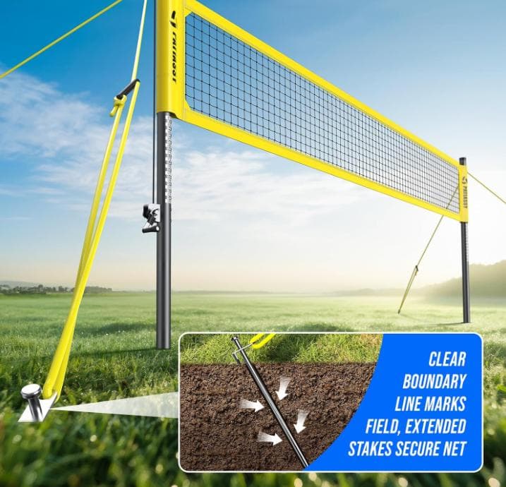 Patiassy ポータブルプロフェッショナルアウトドアバレーボールネットセット