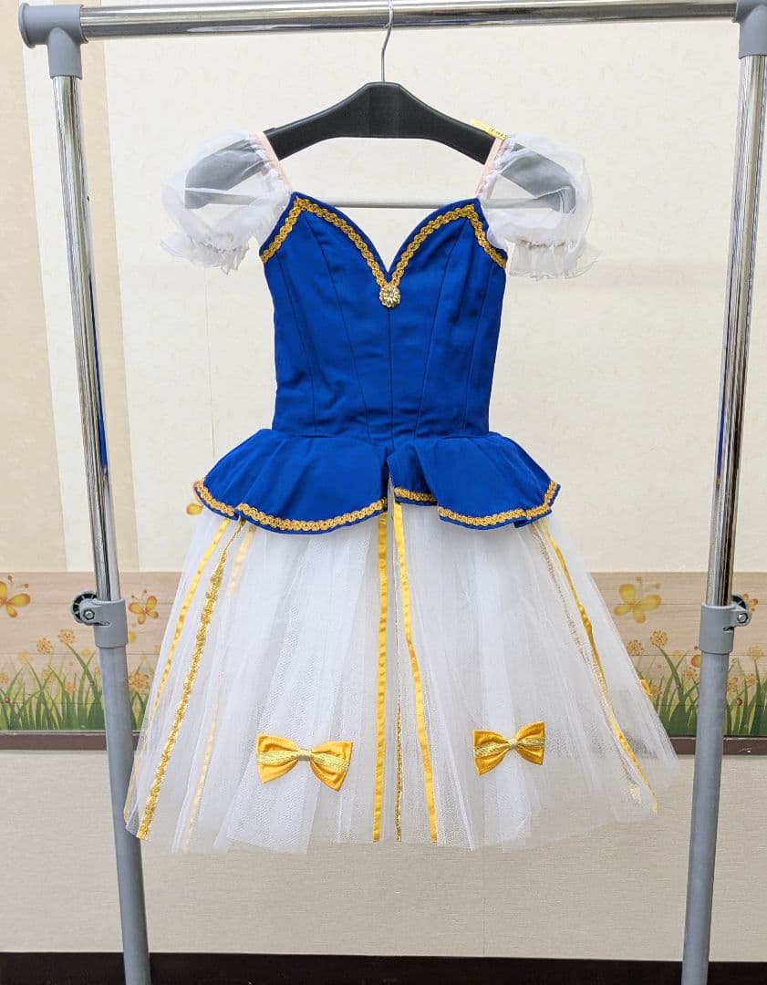 バレエ衣裳/ジュニア 青&白スカート　12着セット　頭飾り付き