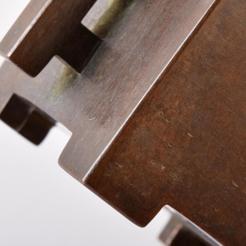 中国　大明宣徳年製　古銅　四方双耳香炉　馬槽爐　V　7933E