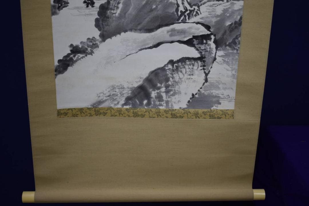 真作/松山/深渓群鳥図/桐共箱付/布袋屋掛軸HI-143