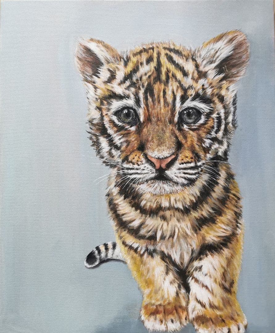 油絵　F8　虎　トラ