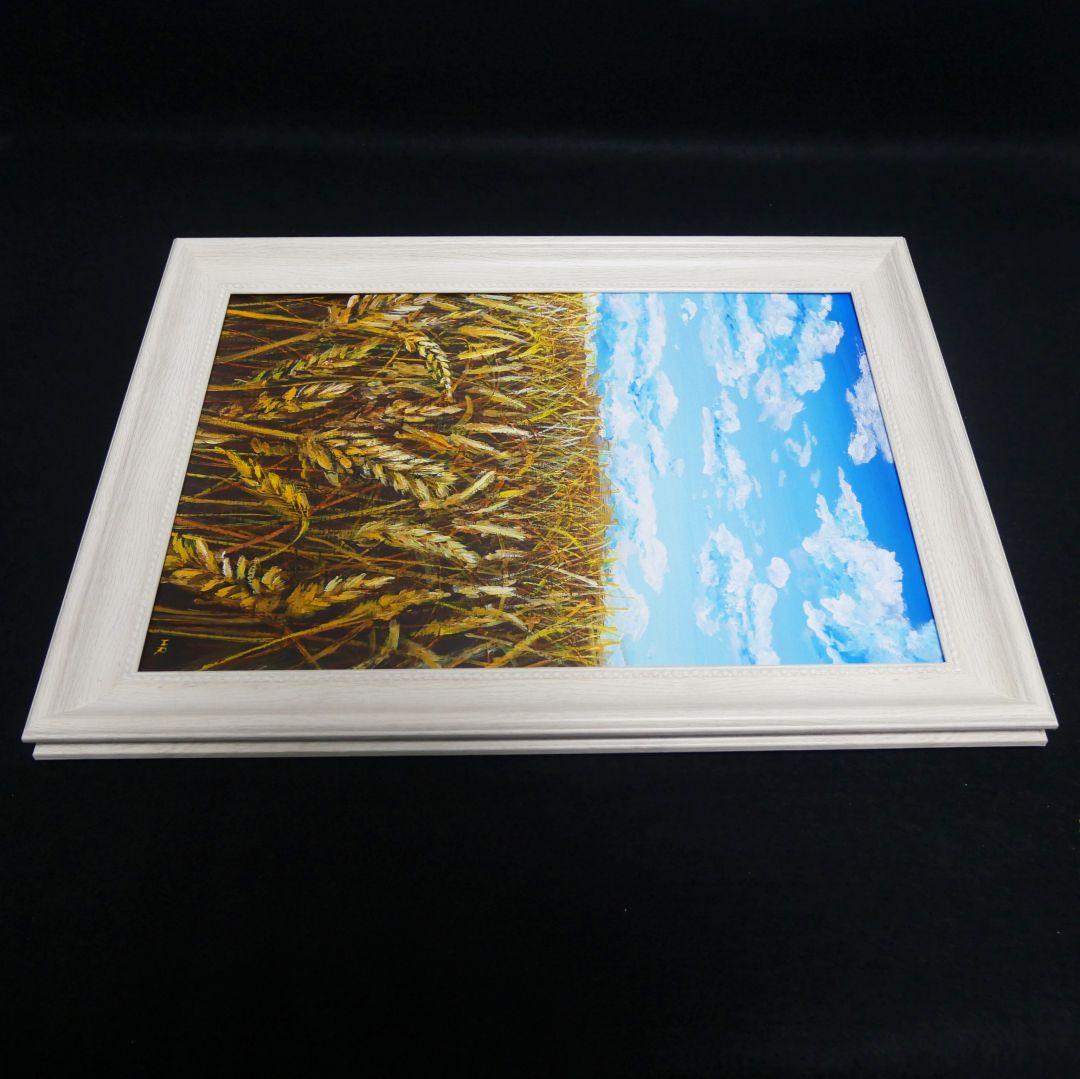 油絵 絵画 【空と雲の麦畑】