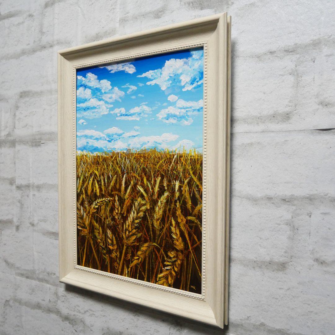 油絵 絵画 【空と雲の麦畑】