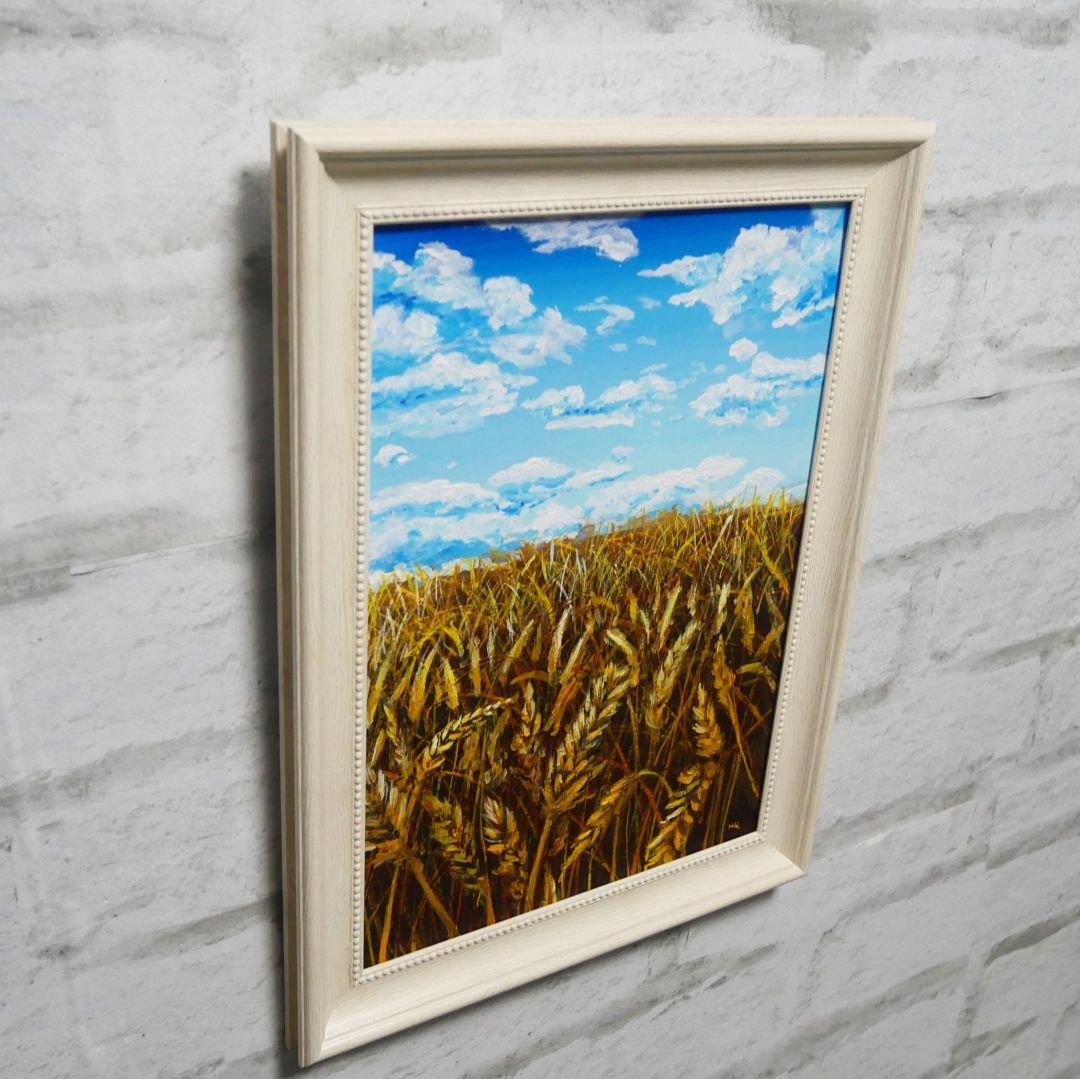 油絵 絵画 【空と雲の麦畑】
