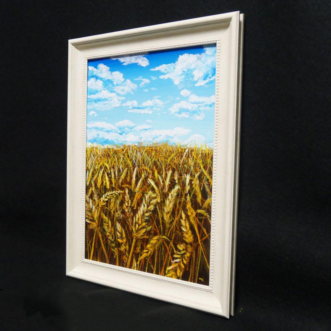 油絵 絵画 【空と雲の麦畑】