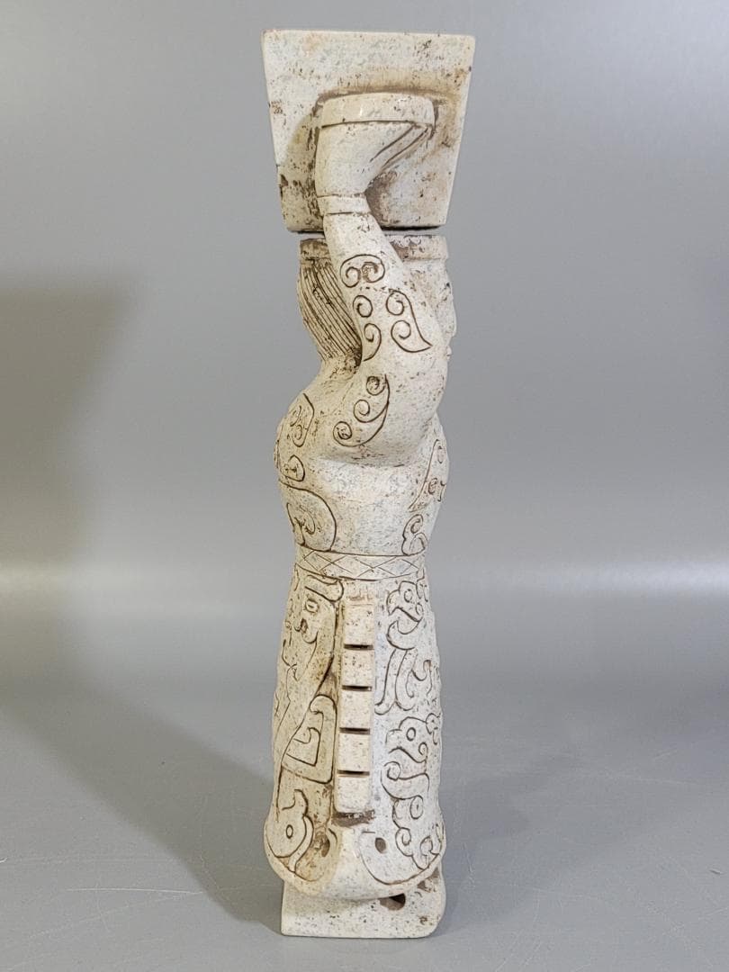 中国 石刻 人物 刃 置物 二件 DT379