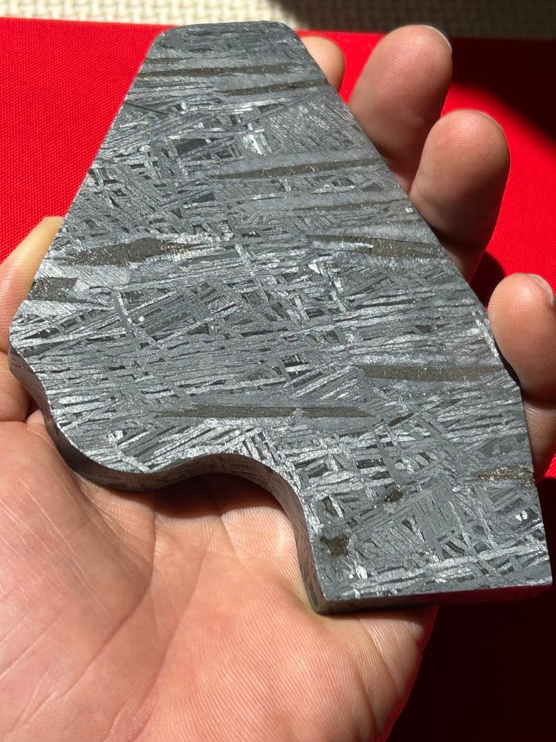 天然アルタイ鉄隕石、702g、完璧にエッチングされたフュージョンクラスト