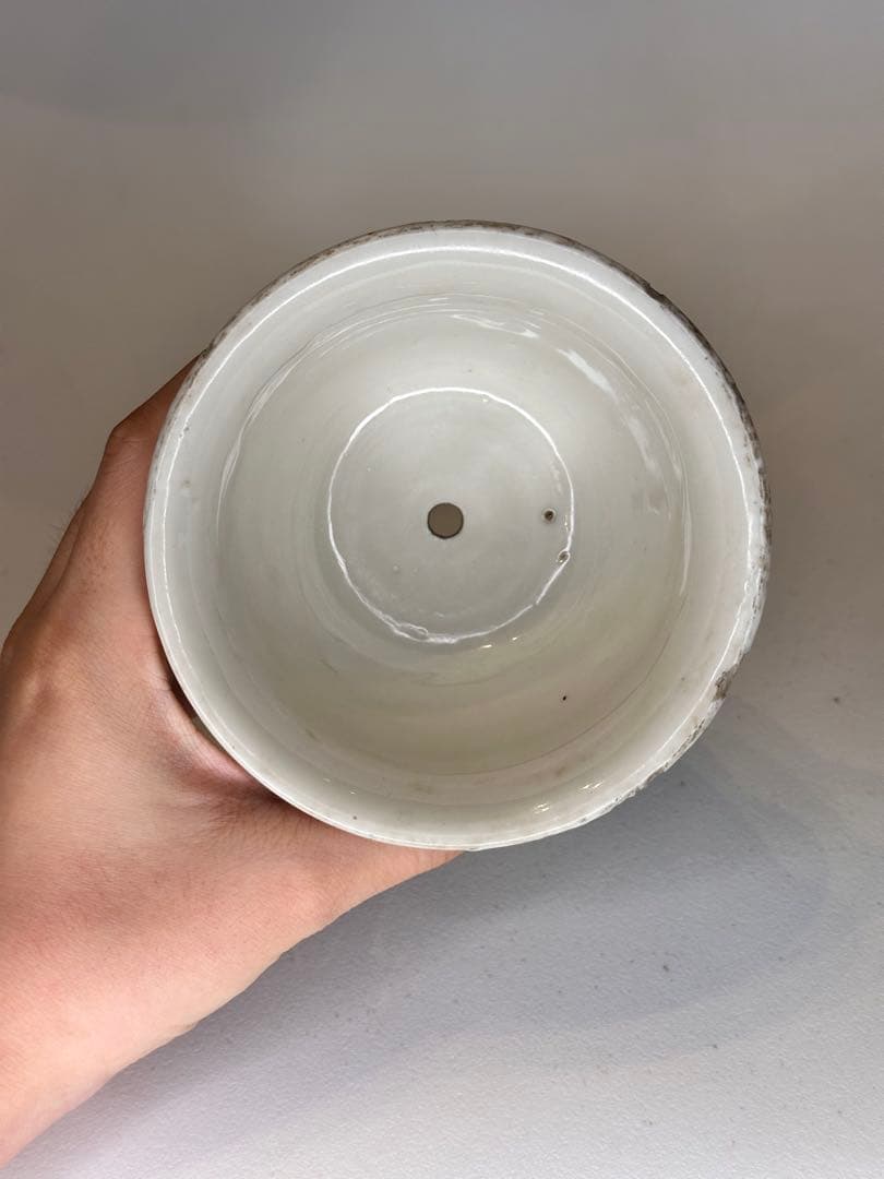 中国 清代 德化窯 白磁 三足 花盆 古陶磁 有傷