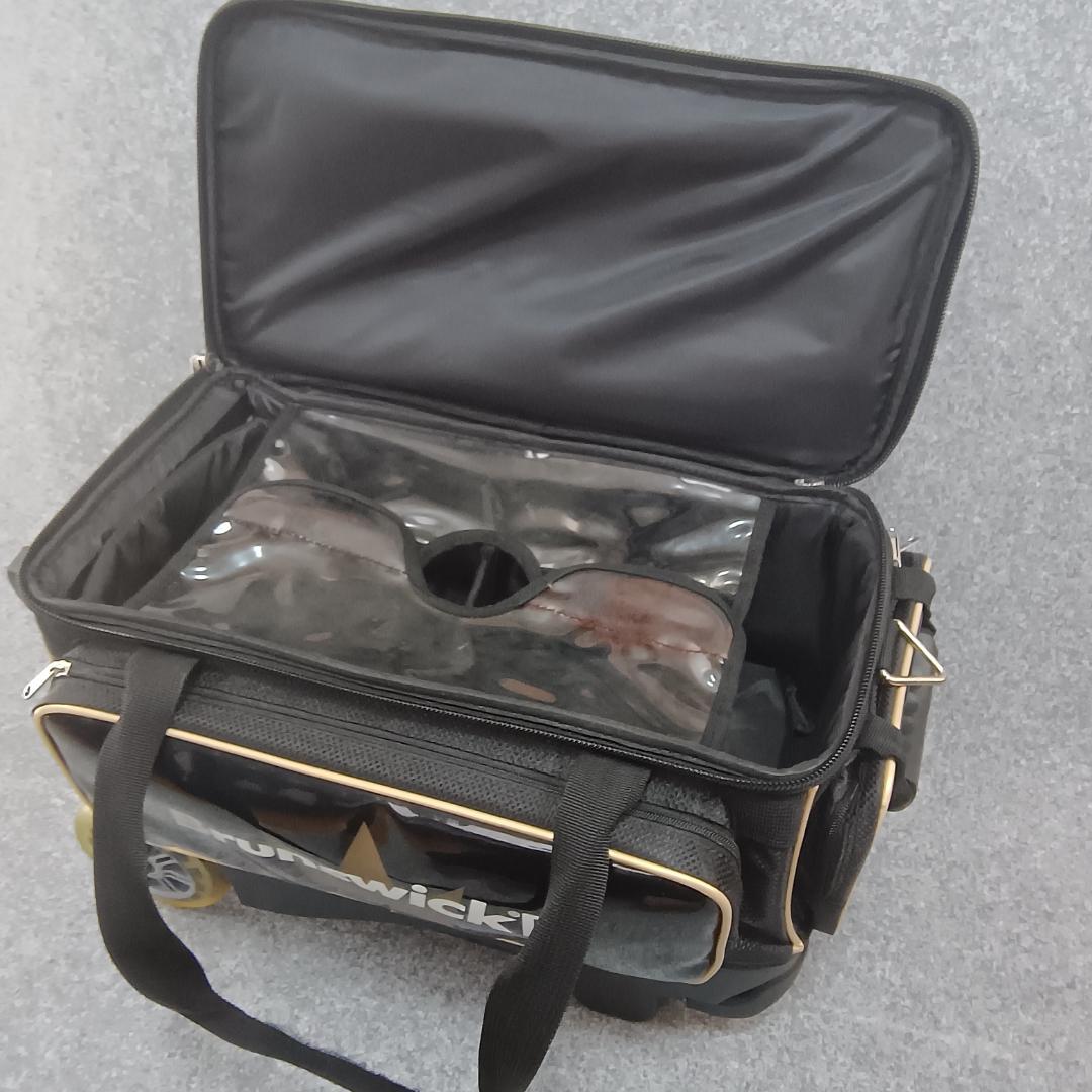 【美品】Brunswick クラウン2ボールローラー 黒×金 2ボール用