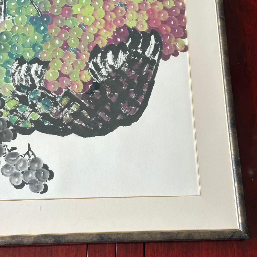 中国画 葡萄図 額装 水墨画 中国書画 中国美術 J