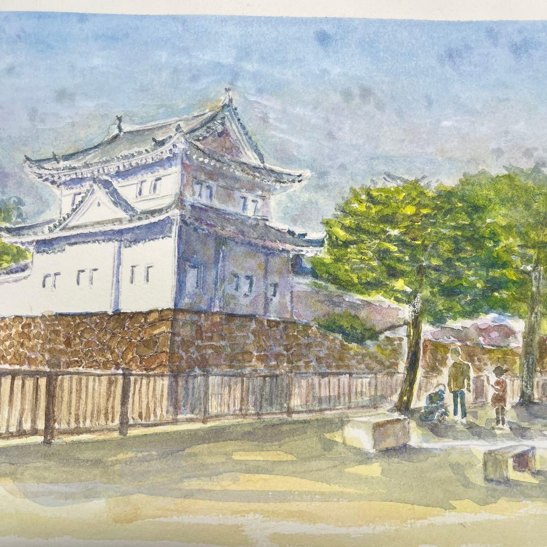動画投稿中　Ｆ4 二条城　手描き水彩画　直筆原画　京都世界遺産