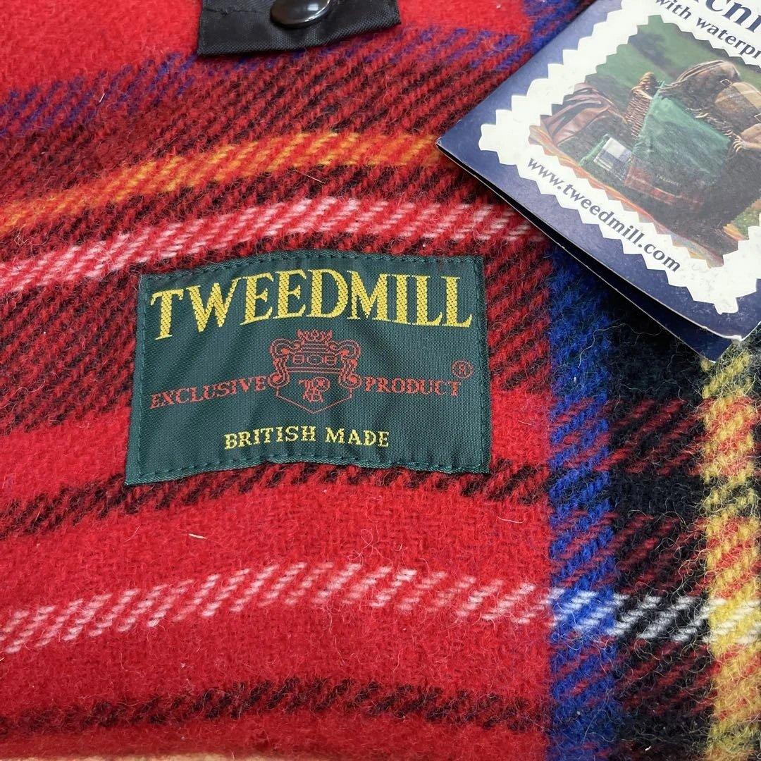 ツイードミルフリース✕チェックウールバッグ型防水ピクニックラグ137x137cm