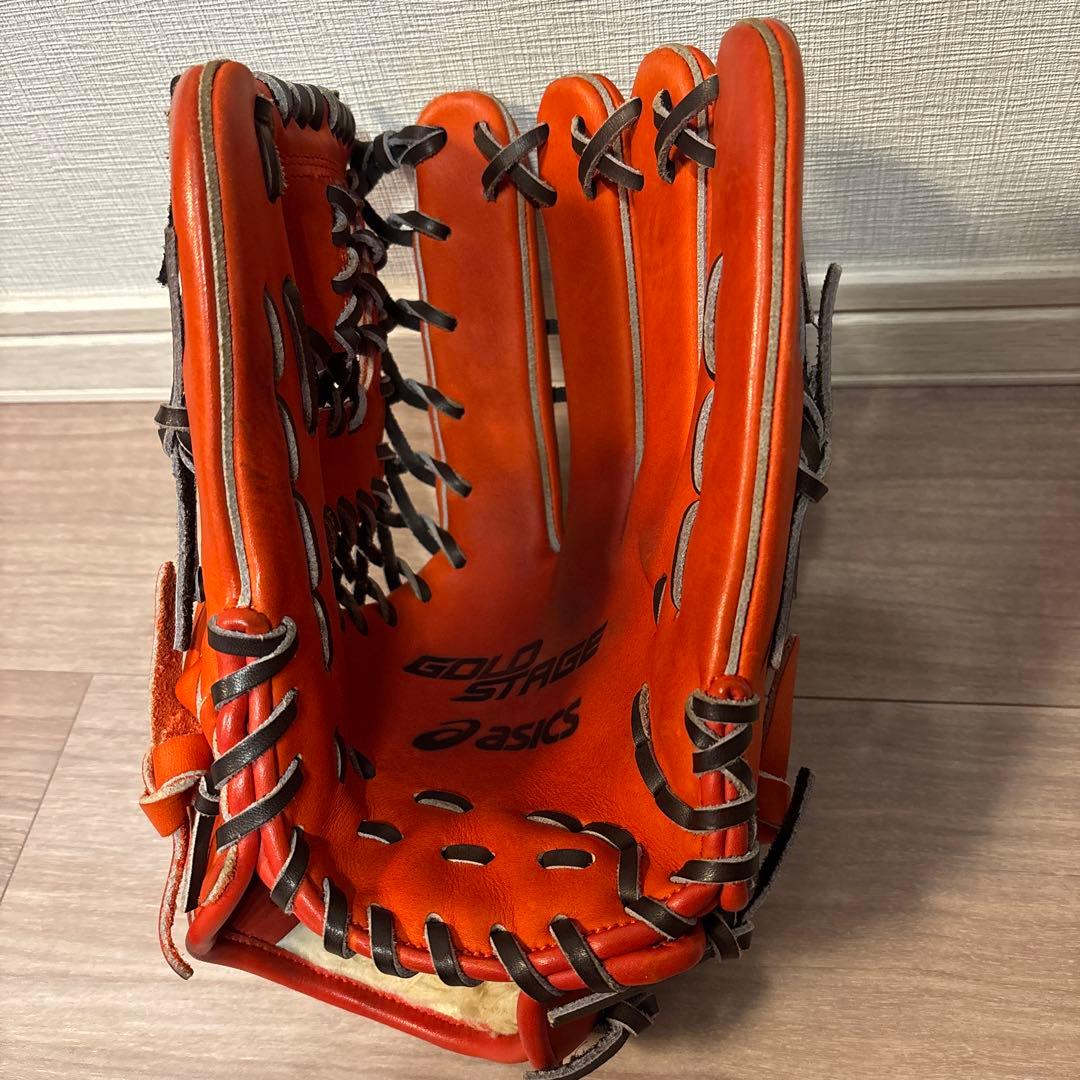 asics ゴールドステージ スピードアクセル 軟式グラブ オレンジ