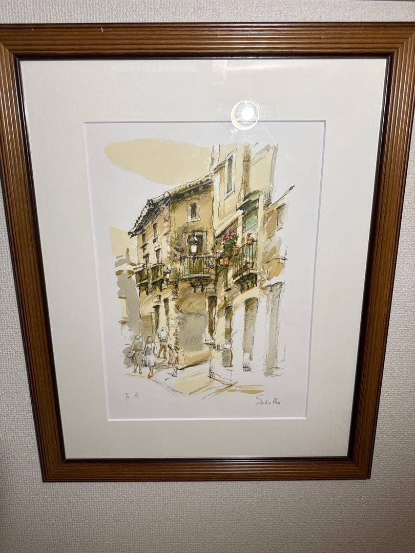 斎藤三郎【街】lithograph 直筆サインあり　EA