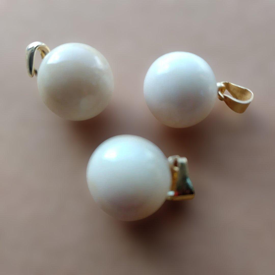 鯨歯　マッコウクジラ　牙玉ペンダントトップ　11㎜　9個