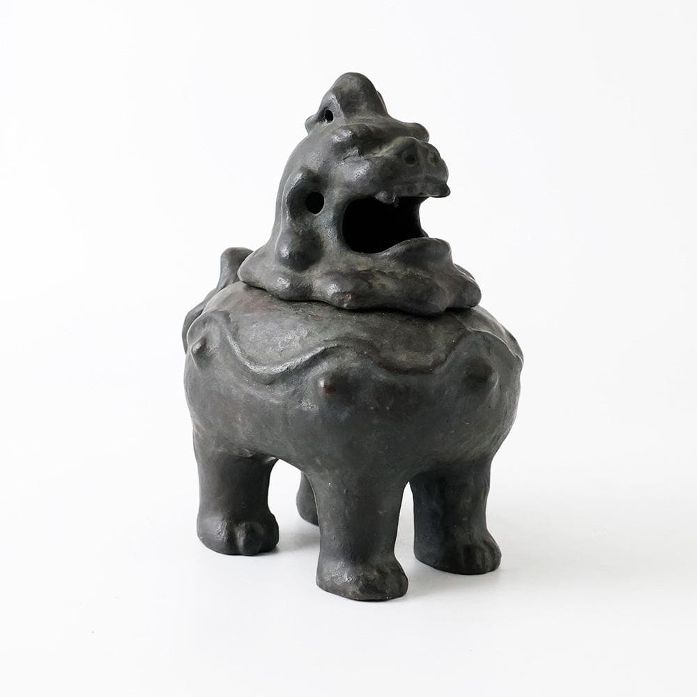 李王家 朝鮮美術品製作所謹造製 古銅 獅子香炉 2836g高さ22㎝李朝中国美術