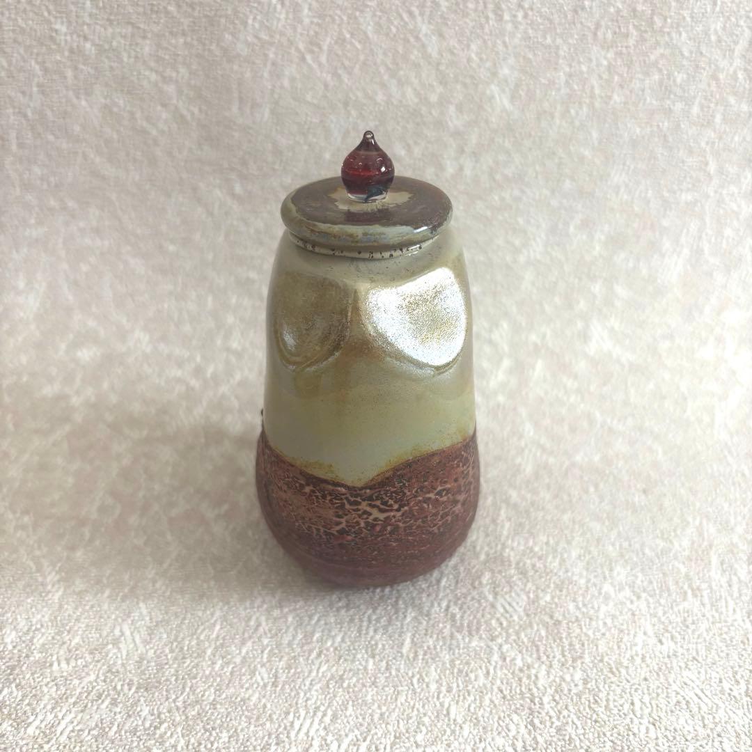 炎変 有蓋壺 山田妙山 硝子 茶入 茶道具 共箱