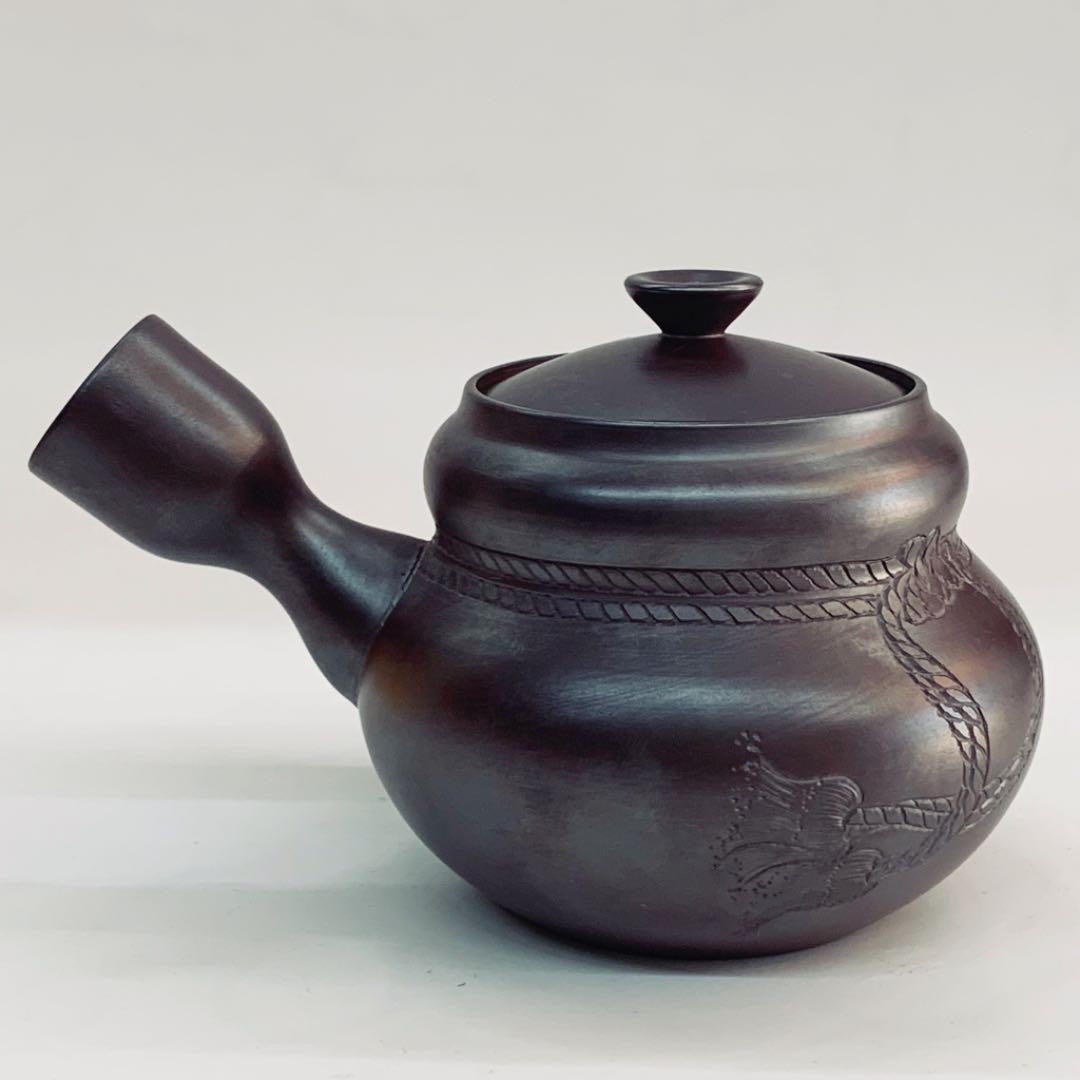 【茶注37    万古焼　急須　茶壺型】二代清水酔月　共箱