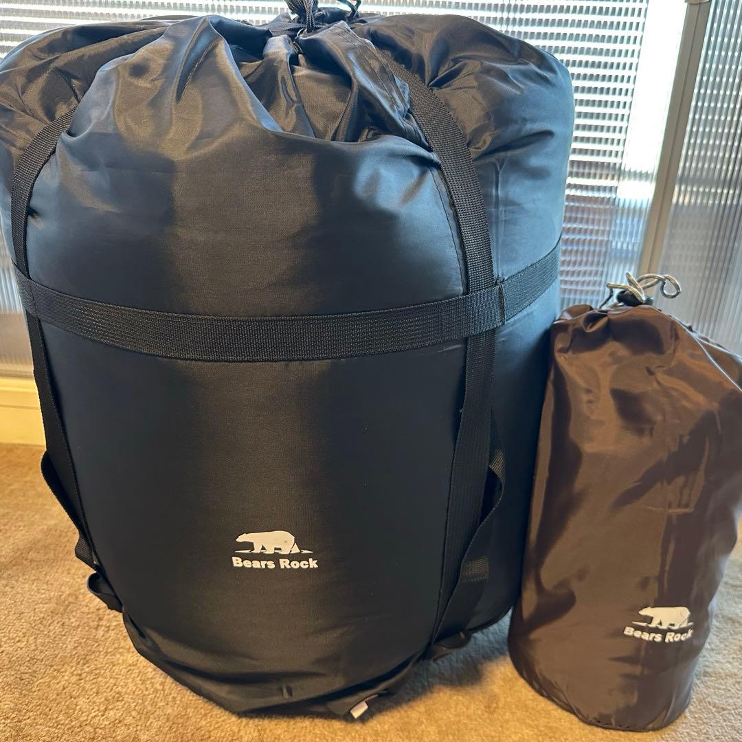 Bears Rock-30度　封筒型ワイド寝袋チョコブラウン　暖かフリースセット