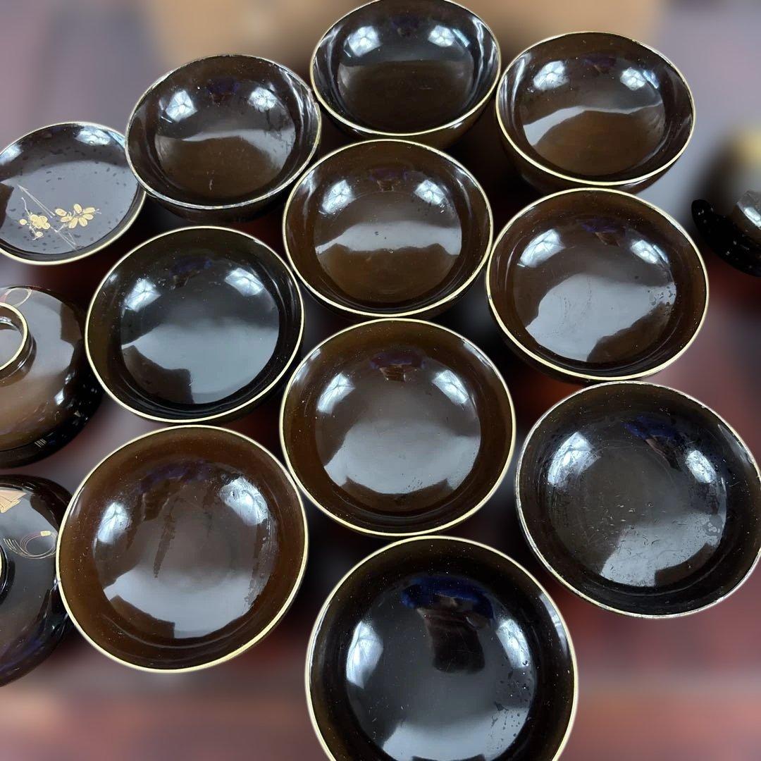 漆器 葉模様 椀 10客セット