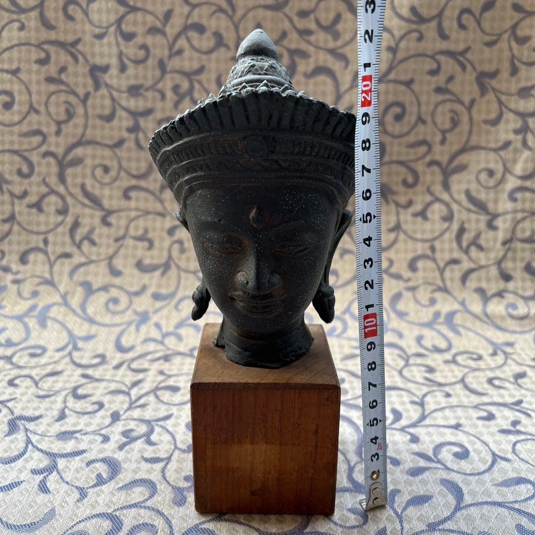 青銅製クメール仏像 頭部台座付き