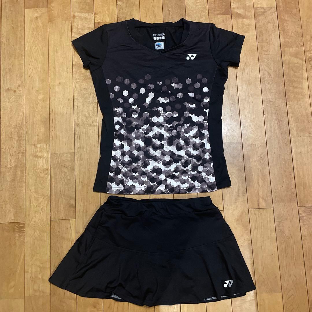 YONEXヨネックステニスウェアレディース半袖シャツスコートスカート黒M