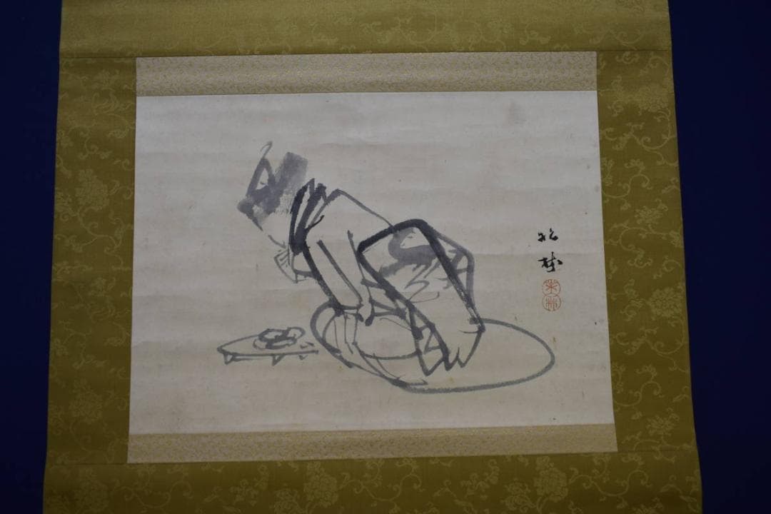 真作/藤井松林/眺める美人図/絹表装/布袋屋掛軸HH-85