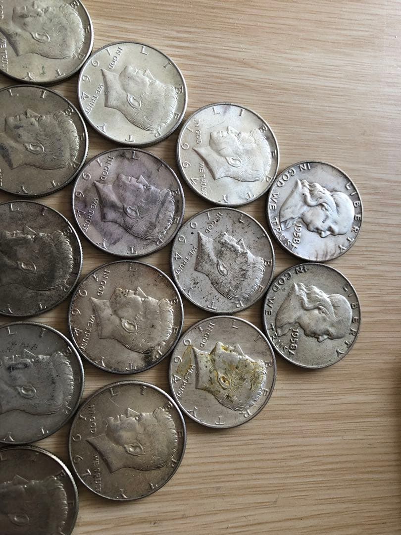 N1517【アメリカ・銀貨】ハーフダラー　50セント　銀貨　18枚セット