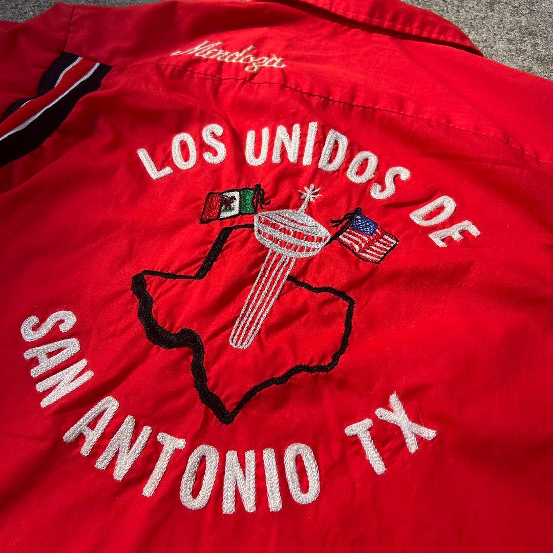 【良刺繍!!】70s Hilton USA製 赤 半袖シャツ ボーリングシャツ