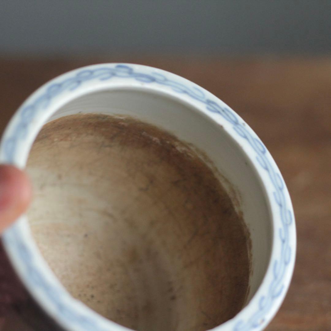 染付 丸紋 筒茶碗 火入 古美術 古伊万里 古道具 アンティーク