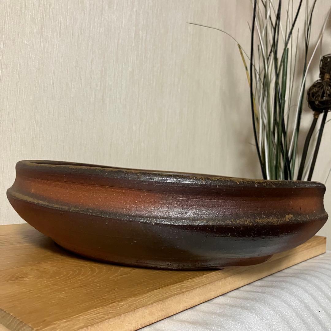 備前焼　大型水盤　花器　生花　的野求造