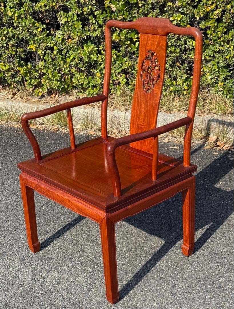 ①アンティーク 無垢材 高級 アームチェア ダイニング 椅子