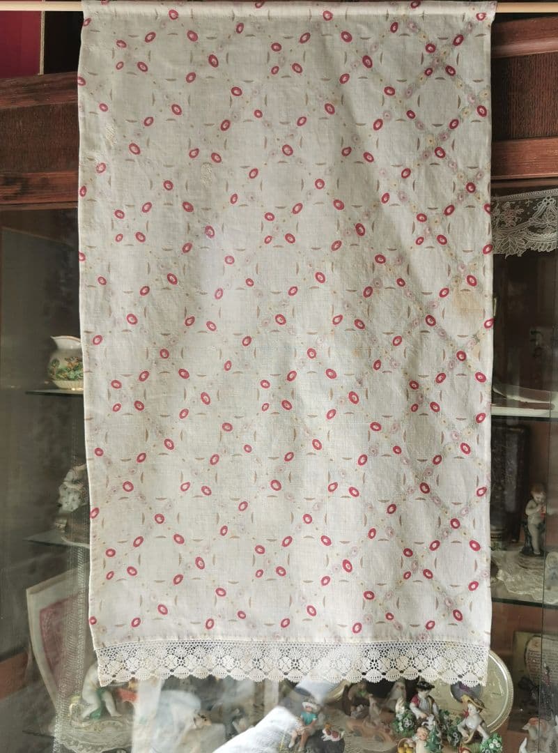 アンティーク トレリスローズ花柄フレンチファブリック レース装飾カーテンパネル