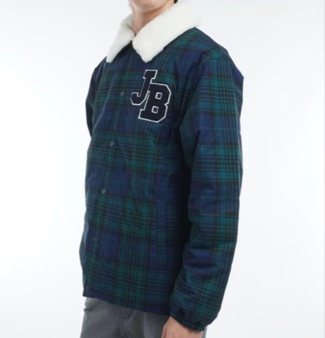 新品 ジャックバニー 2WAYストレッチタフタ ボア襟ブルゾン(6)LL/緑