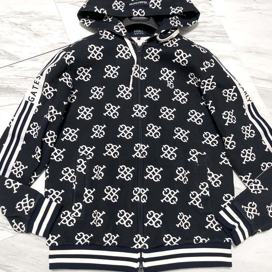 希少⭐️パーリーゲイツ セットアップ パーカー ジョガーパンツ 総柄 白×紺 L