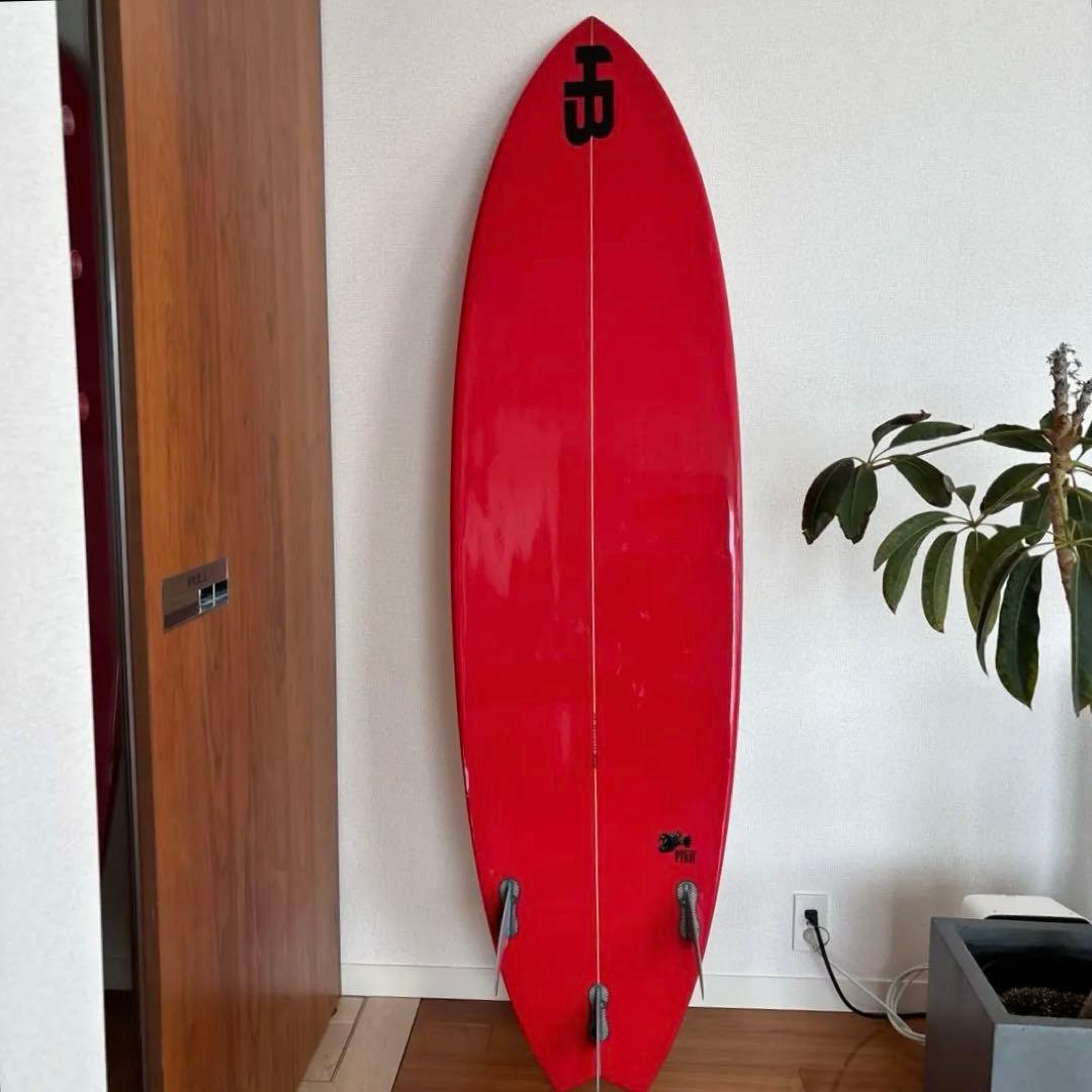 HOT BUTTERED SURFBOARDS ロングボード 赤/ナチュラル