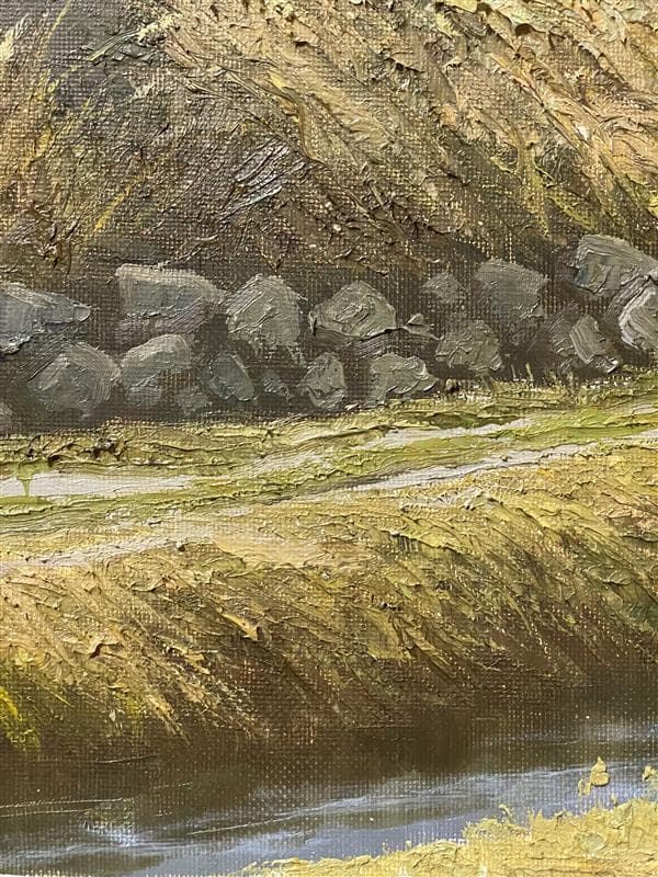 「真作」猿渡一根『秋色の民家』 風景画　油彩画　額装　サイン有り　F10号