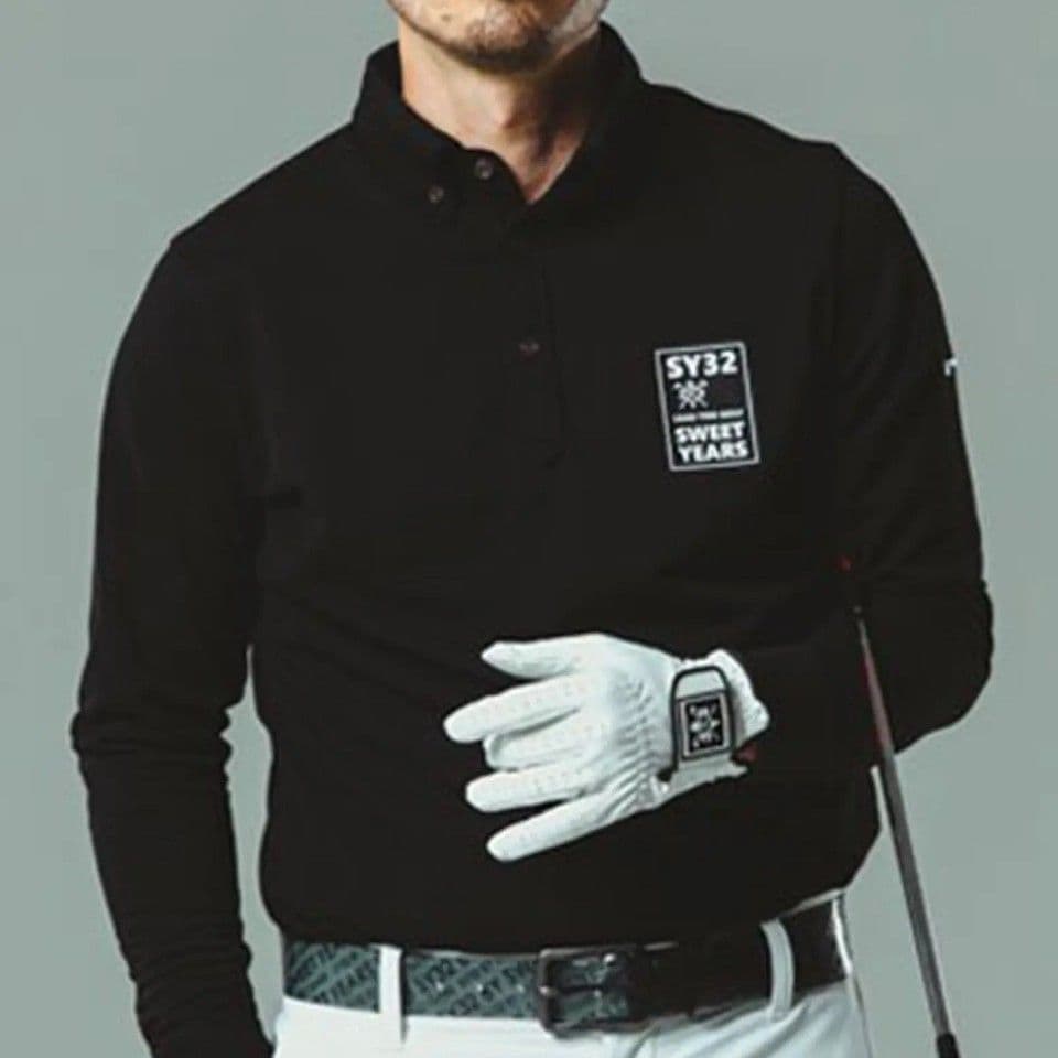 【未使用タグ付き】SY32 by SWEET YEARS 長袖ポロシャツ　黒