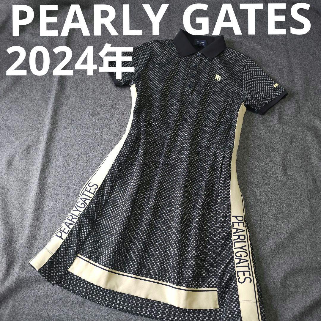 【パーリーゲイツ】2024年春夏人気サイドロゴネーム 半袖ゴルフワンピース 黒M